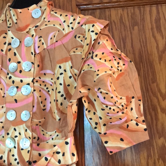 Farm Rio Carmel Raining Bananas Puff Sleeve Jumpsuit sizes S and M - Picture 9 of 16